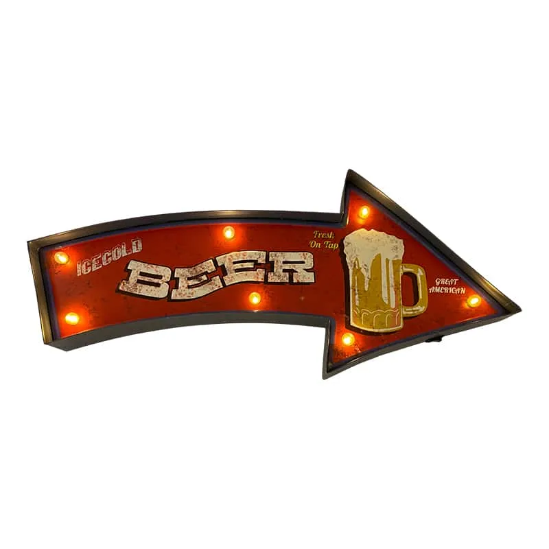 Retro Skilt BEER med lys