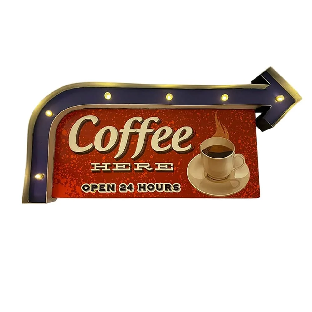 Retro Skilt COFFEE med lys