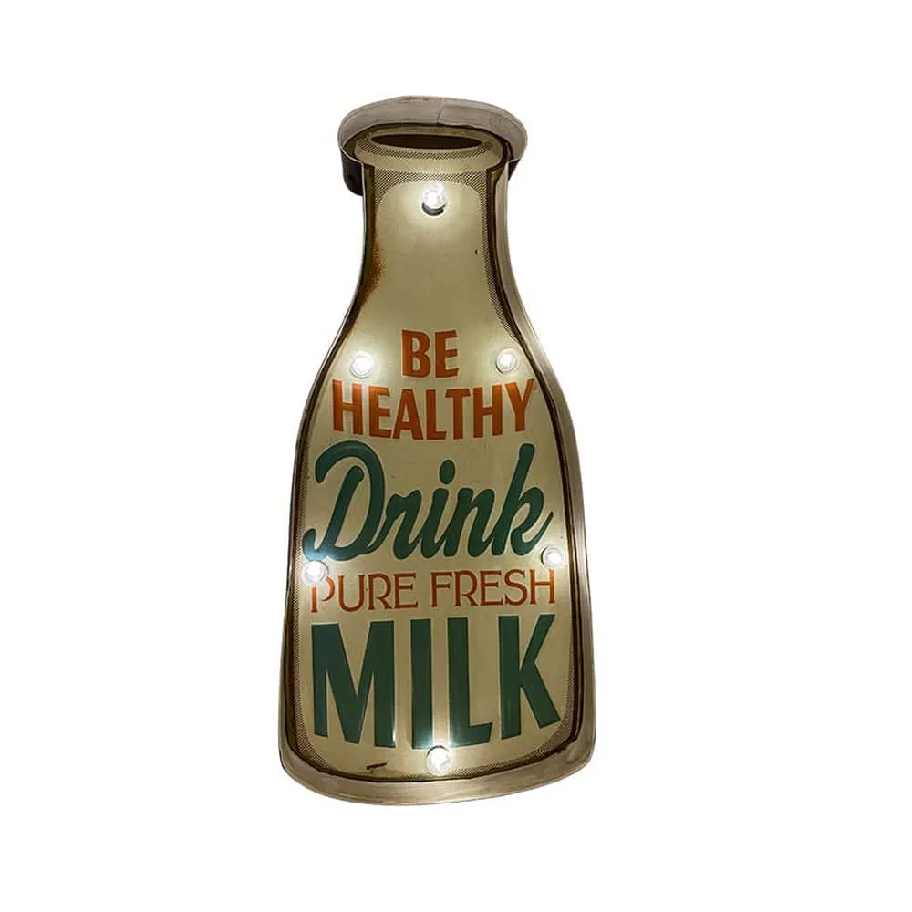 Retro Skilt DRINK MILK med lys