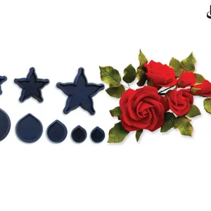 JEM utstikker Rose, blader og blomster, 8 deler