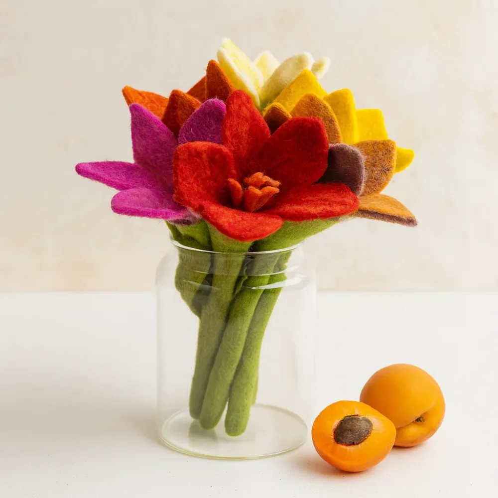 Filt Liljeblomster Blandede Farger, 6 Stykker