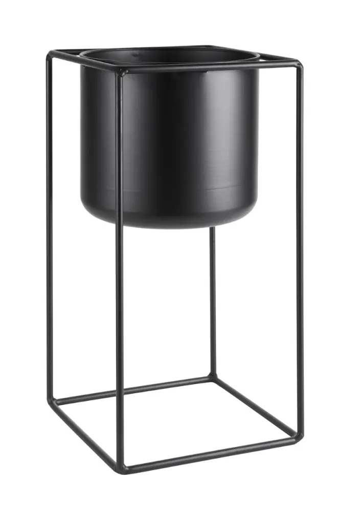 Oppsats med potte - Cube black