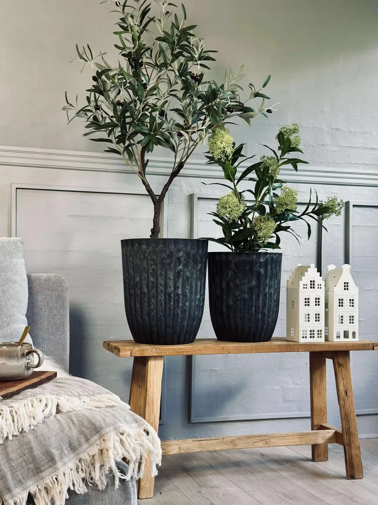 Urtepotter i betong-look - Sett med 2 stk
