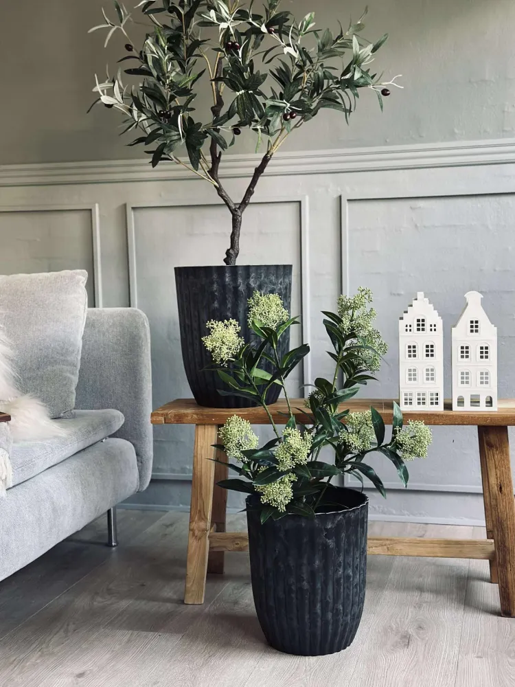 Urtepotter i betong-look - Sett med 2 stk
