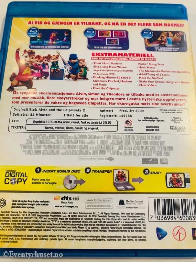 Alvin og gjengen 2. Blu-Ray.