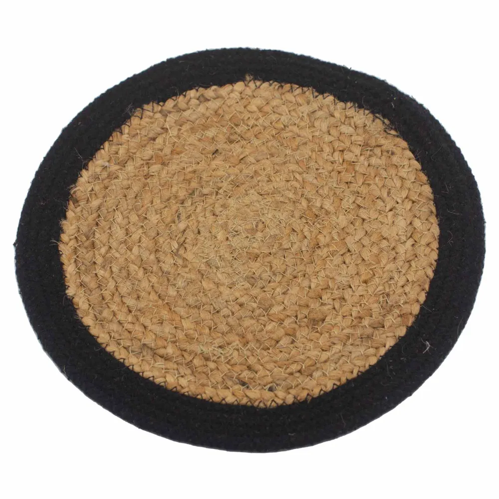 Jute bomull bordbrikke 30cm, svart kant