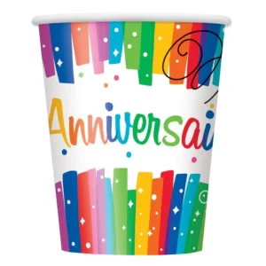 Pappkopper Joyeux Anniversaire –Regnbuebånd-, pk/8