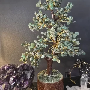 KAMPANJE / håndlaget Indisk 500 Chips Bonsai Lykketre 25 - 30cm med Green Quartz ( Aventurine ) Chips stener