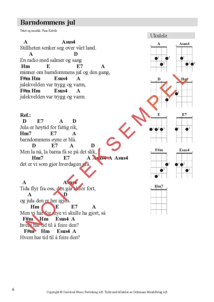 50 julesanger ukulele og gitar