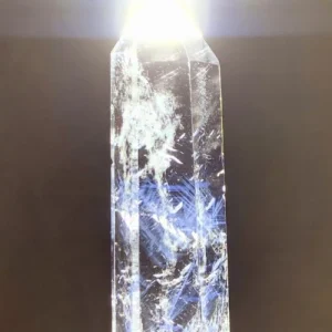 Blue Needle Clear Quartz / " Blue Angel Wings" Towers w/Base - High Quality, ca. 10 - 12 cm, 300gram med LED Trebase