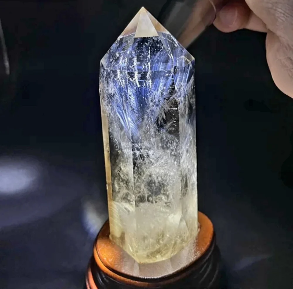 Blue Needle Clear Quartz " Blue Angel Wings" Towers - High Quality, ca. 15 - 18cm, 800gram - 1kg med LED Trebase