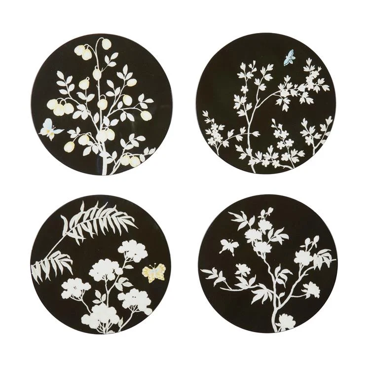 Black Chinoiserie Coasters - Sett med 4 - Limited Edition