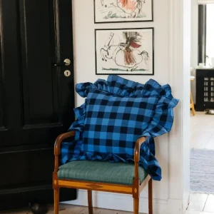 Midnatt Frill Cushion Cover Blue