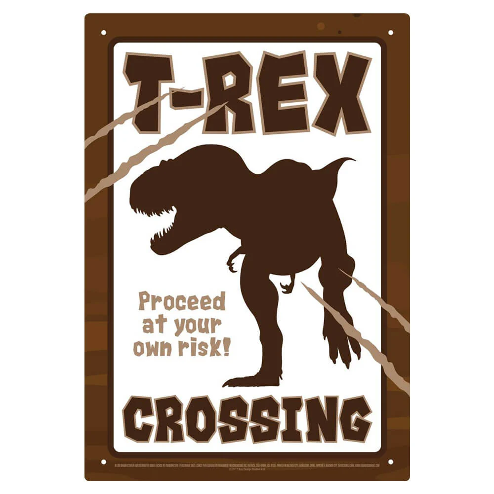 T-Rex kryssende tinnskilt