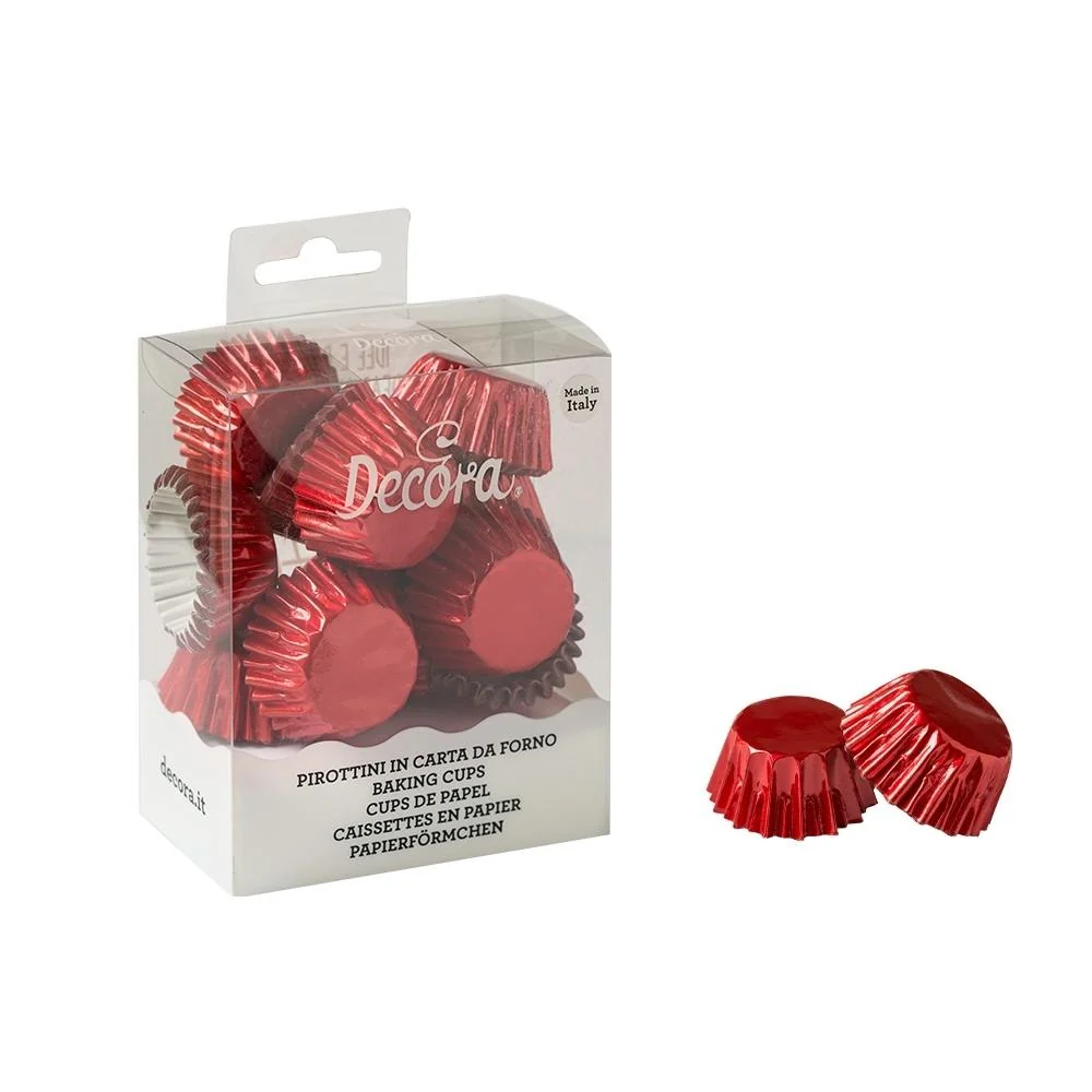 Decora Muffinsformer, mini -Metallisk Rød- pk/180