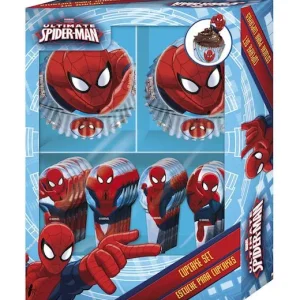 Muffinsform Spiderman med topper, standard, 60stk