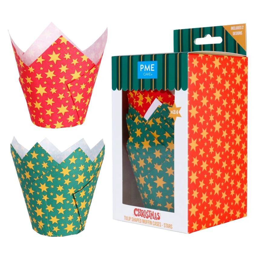 Tulipan muffinsformer - Stjerner, pk/24