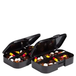 Pill Box Organizer 2-pack Black – Praktisk og stilren oppbevaring tabletter og kosttilskudd