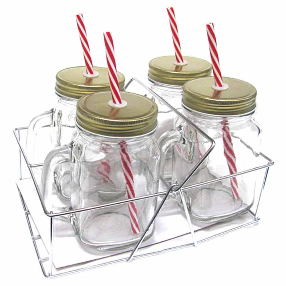 Avanti 4PC Mason Jar & Caddy Set