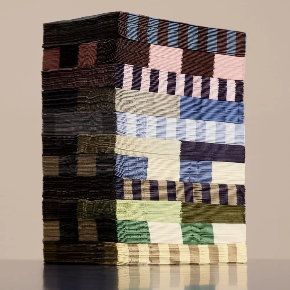 Pattern Servietter Anthracite, Bordeaux, Pillar Stripe