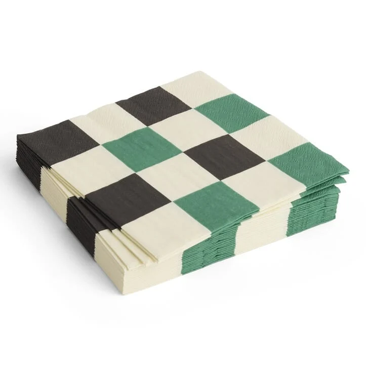 Pattern Servietter Off-White, Green, Black