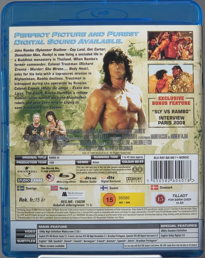 Rambo III. 1988. Blu-ray.