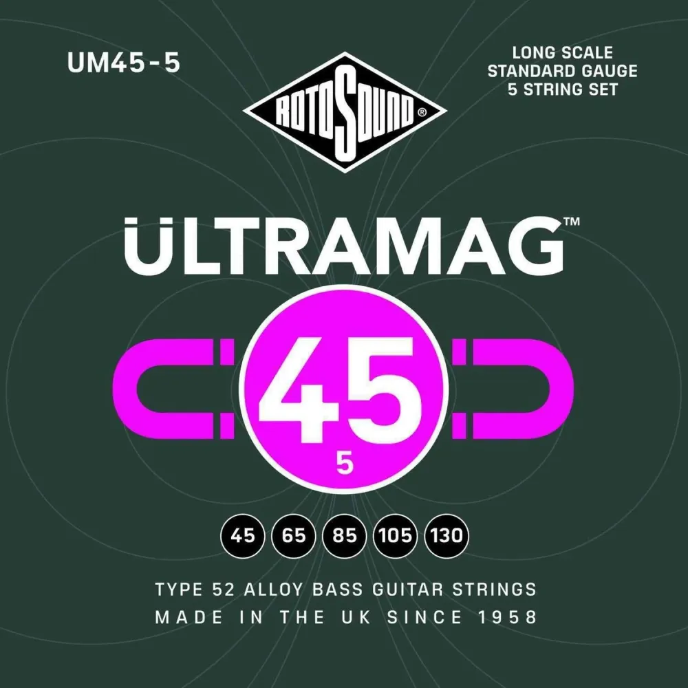 Rotosound elbass-strenger Ultramag - sett 5-strengers Standard 45-130 (UM45-5)
