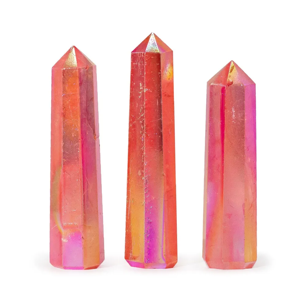Gemstensk obeliskspiss 9 cm – Aurura krystallkvarts – Fersken