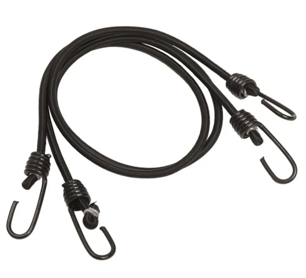 Elastisk snor med kroker 2 x 75 cm - Sort