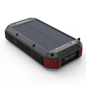 Solcelle Powerbank 30.000mAh - Vannavvisende - 4 USB-porter - Trådløs lading - USB C - Lommelykt