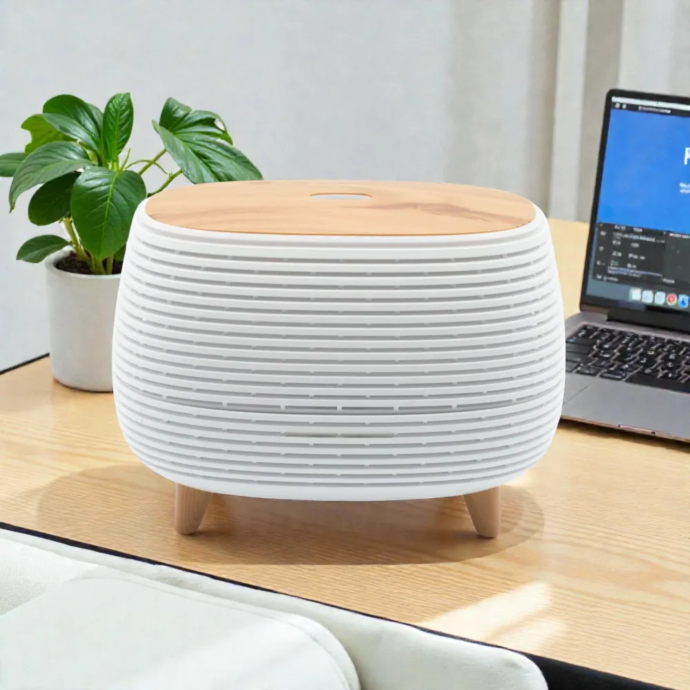 Futuristisk rillede aromadiffuser med fargeskiftende lys