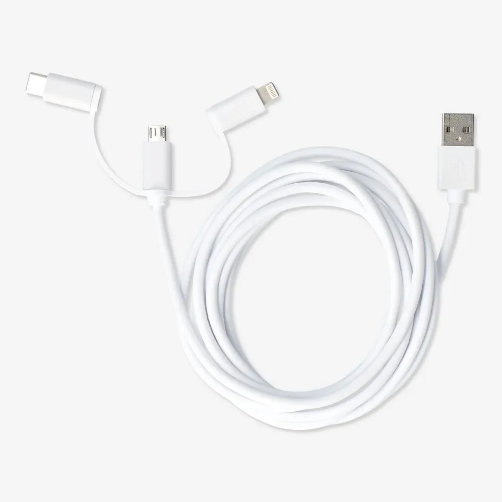 Ladekabel. USB-C, Micro USB og lightning