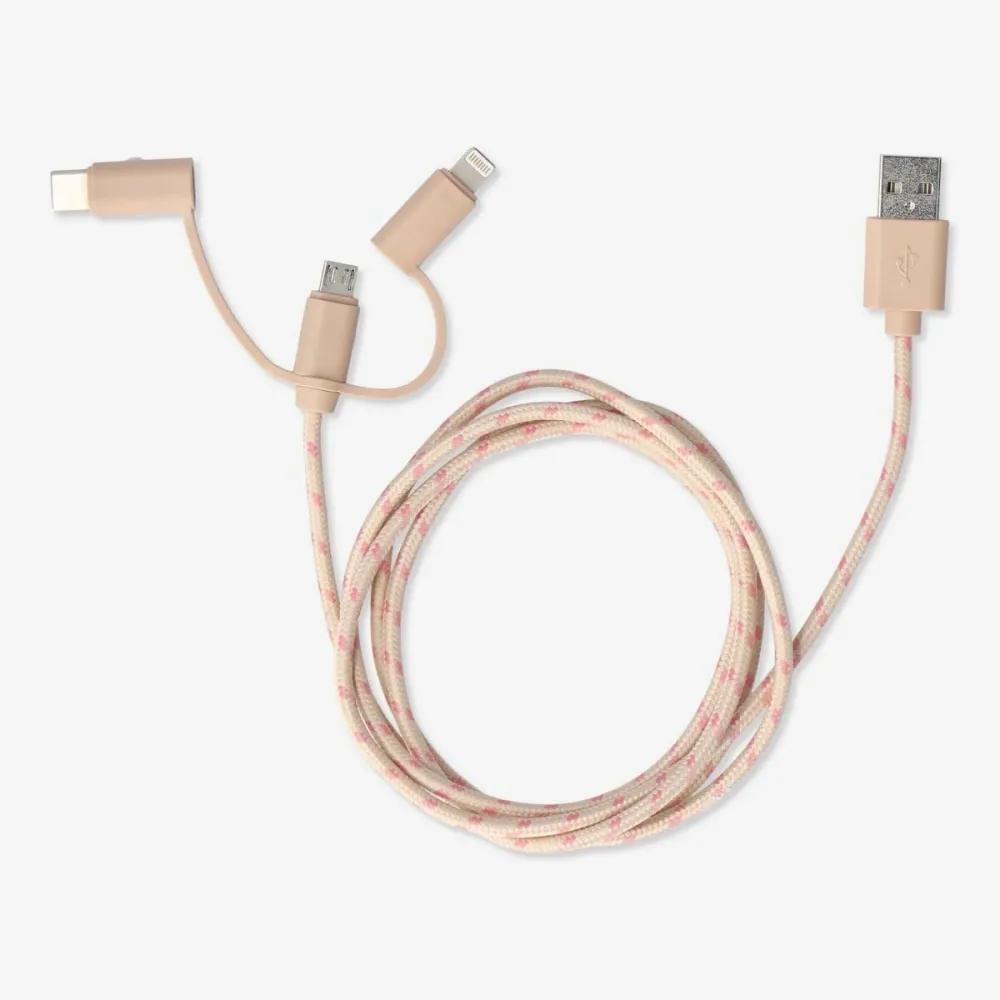 Ladekabel. USB-C, Micro USB og lightning