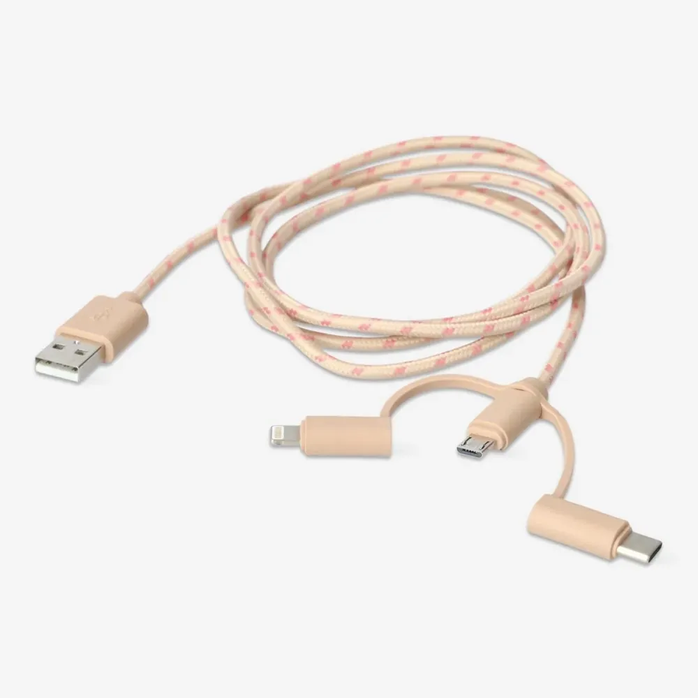 Ladekabel. USB-C, Micro USB og lightning