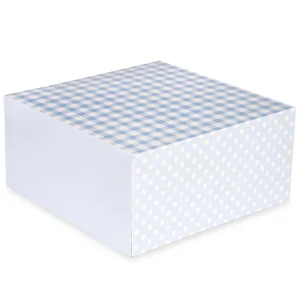 Kakeboks - Blå gingham - 26x26x12,5 - pk/1