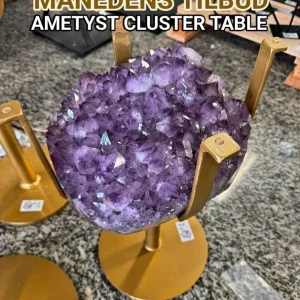 MÅNEDENS UTVALGTE / Extra Plus Amethyst AAA+ Quality Geode Coffe - Side table Golden Metal Frame Table w/Druzy big Cluster...