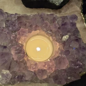 Large Brazilian Ametyst Quartz Candle Holder, 1207gram