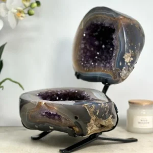 Uruguay Beautiful Blue Banded Agate & Amethyst Jewerly Box - 6kg - 26.5Hx20Bx13.5cmD