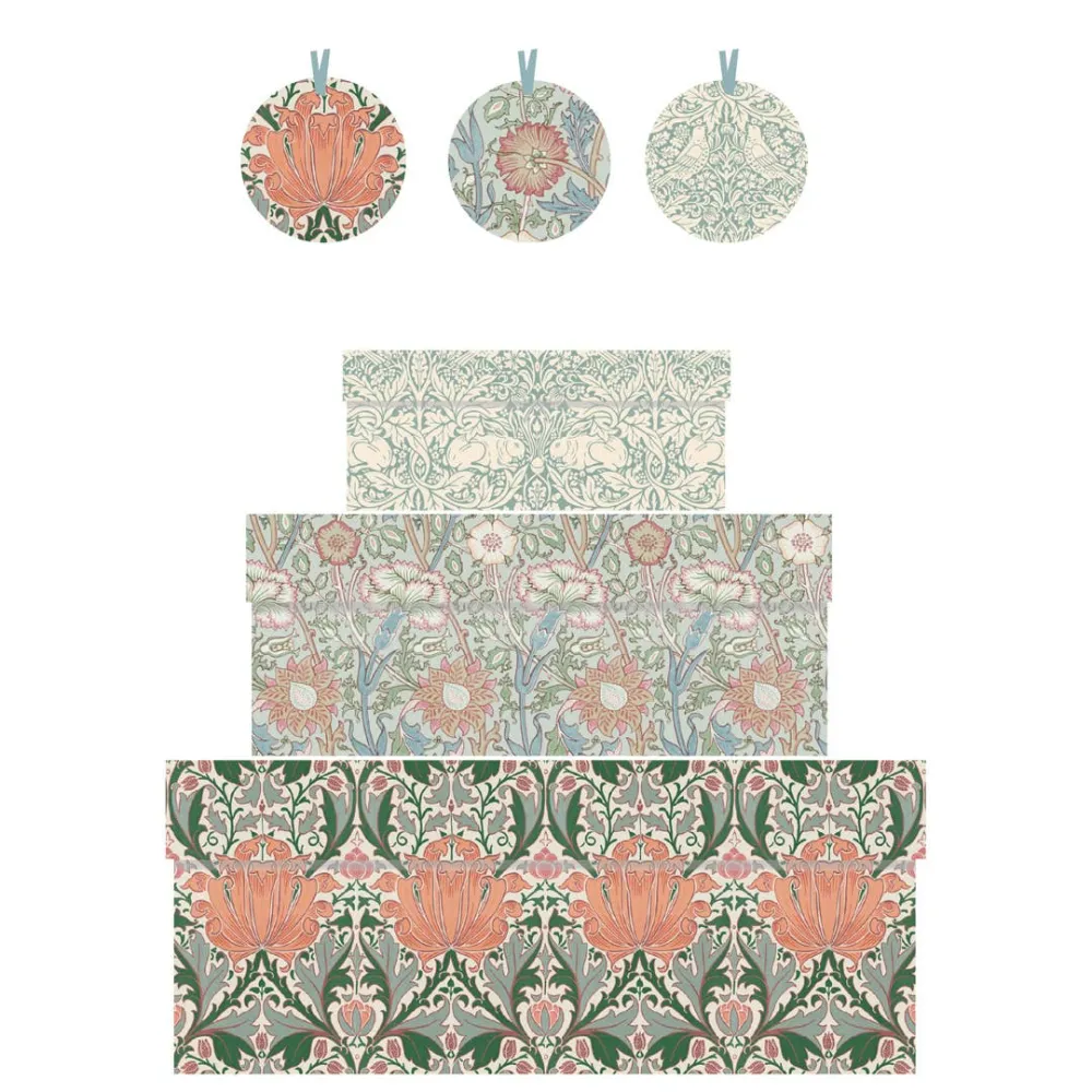 Sett med 3 gaveesker – Morris & Co Pink & Rose