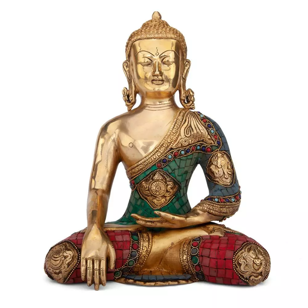 Buddha-statue – Flerfarget Akshobhya Buddha, ca. 30 cm