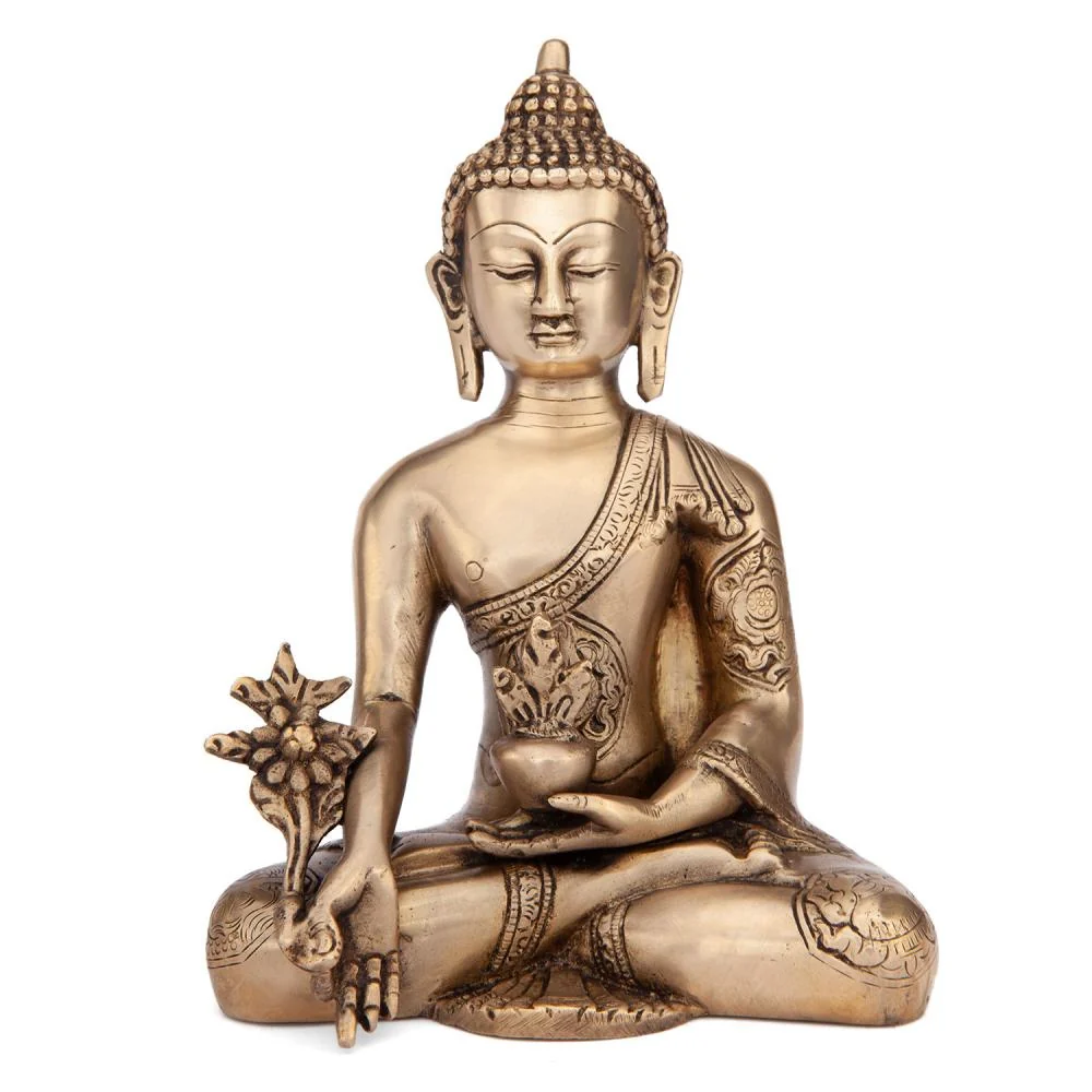 Buddha-statue – Medisin Buddha i gull, ca. 18 cm