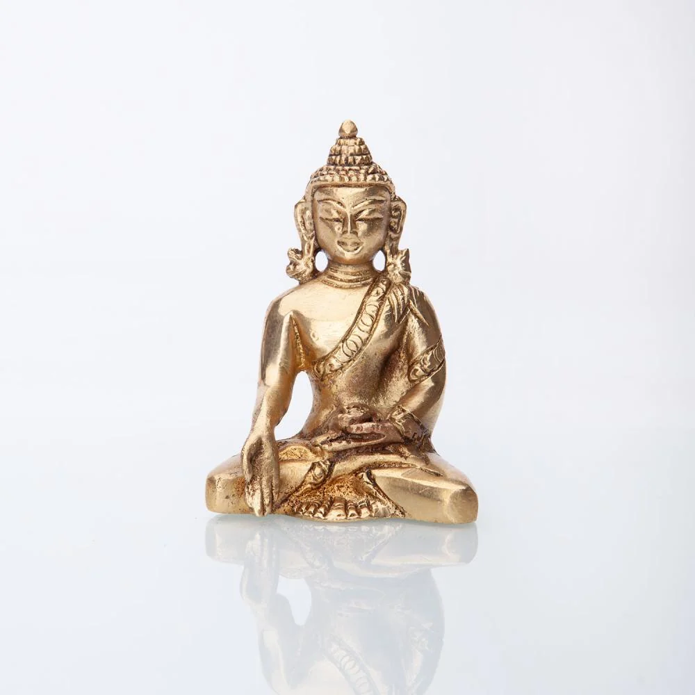 Buddha-statue - Ratnasambhava i messing, ca. 8 cm