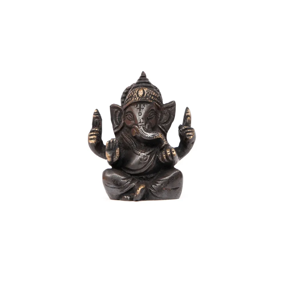 Ganesha-statue i svart - håndlaget lykkebringer (7 cm)