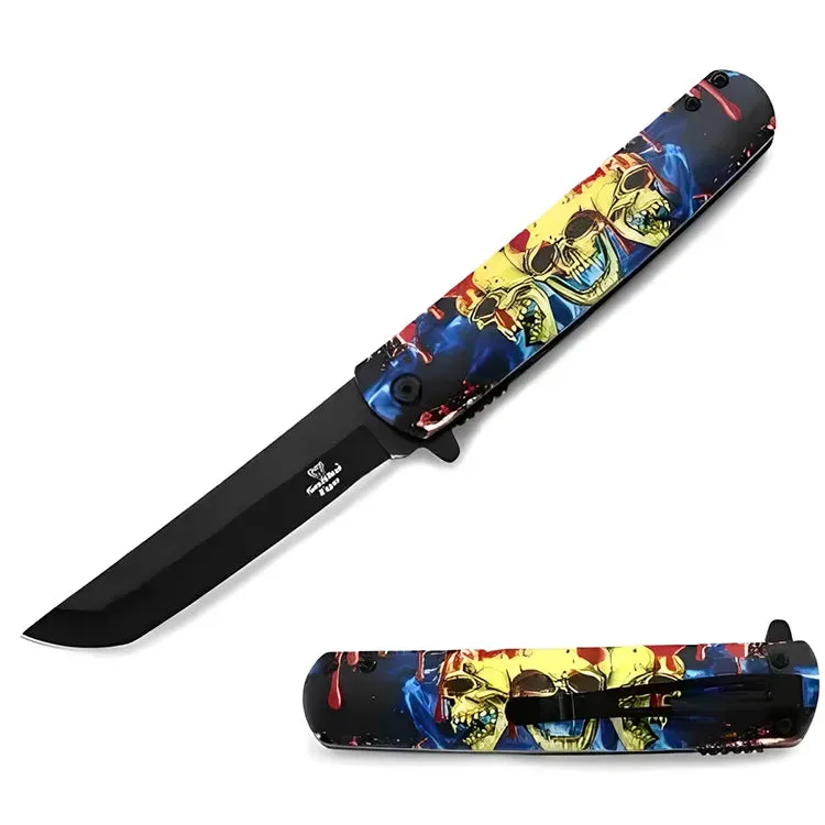 Tanto Foldekniv - Colorful Skulls