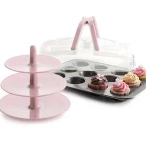 Muffinsbrett m/lokk og muffinsstativ