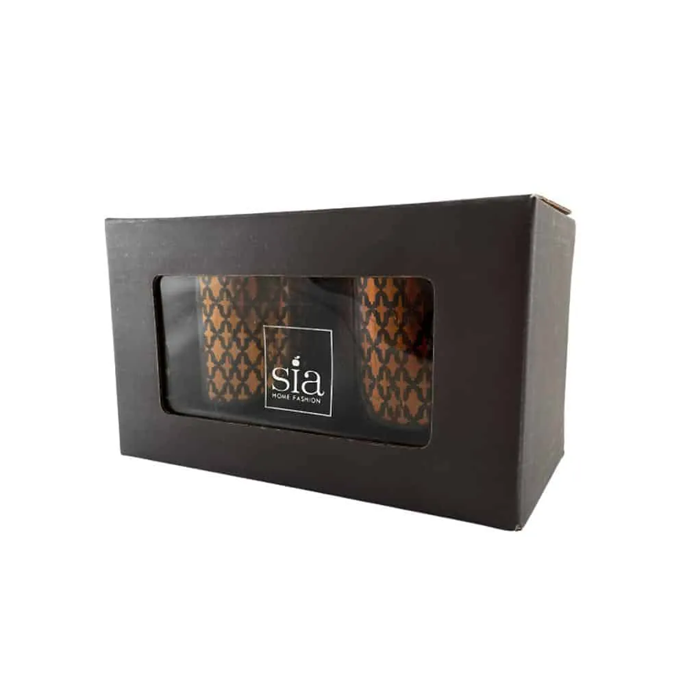 Telysholdere av glass (2 stk.) kobber/svart fra SIA Home Fashion