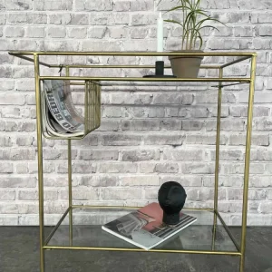 Rullevogn messing og glass - HENTES TILBUD