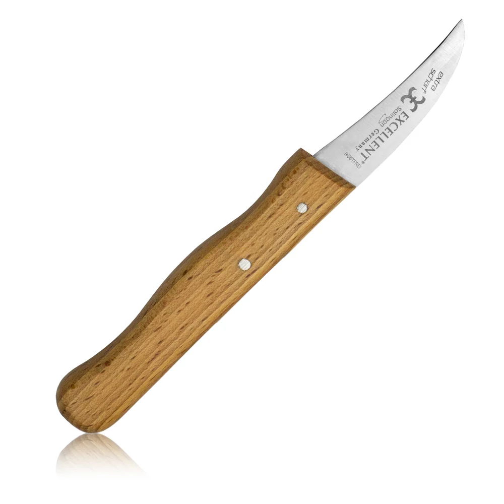 2-pakning Solinger fruktkniv og grønnsakskniv, rett og buet, håndslipt rustfritt stål - rustfritt - med vannbestandig ekte...