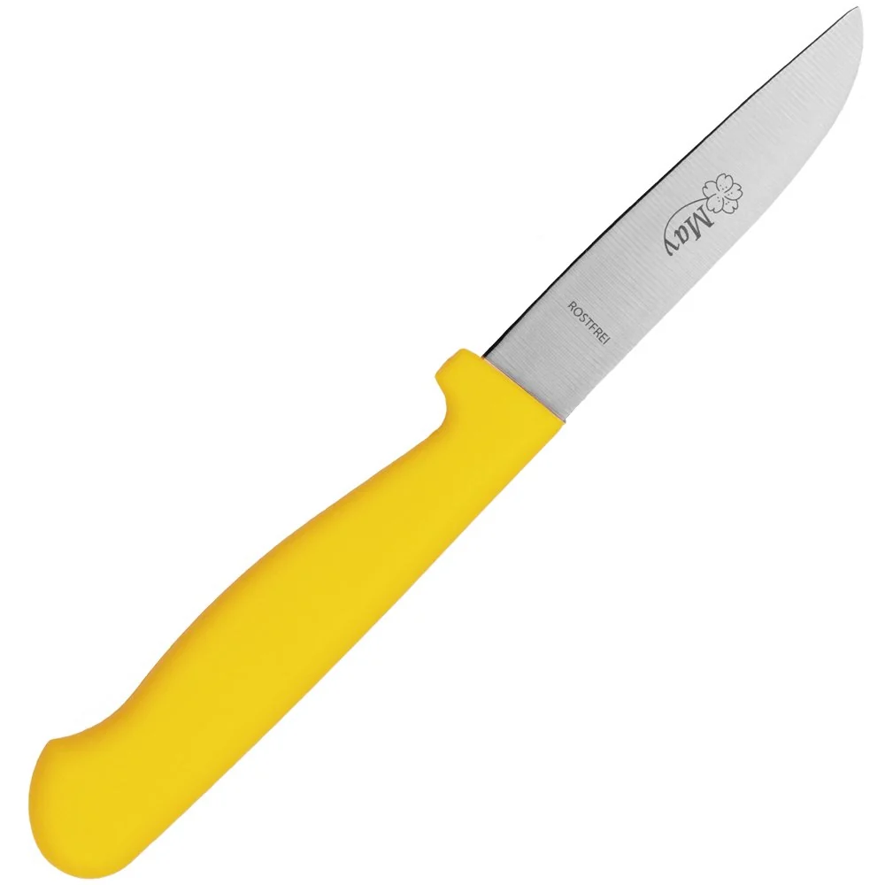 Grønnsakskniv - Fruktskniv - Skrellkniv - Liten allsidig kniv kjøkkenet - rett egg - håndslipt rustfritt stål - med gult s...