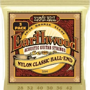 Ernie Ball 3069 Folk Nylon Clear & Gold Ball End Strenger 3-pak